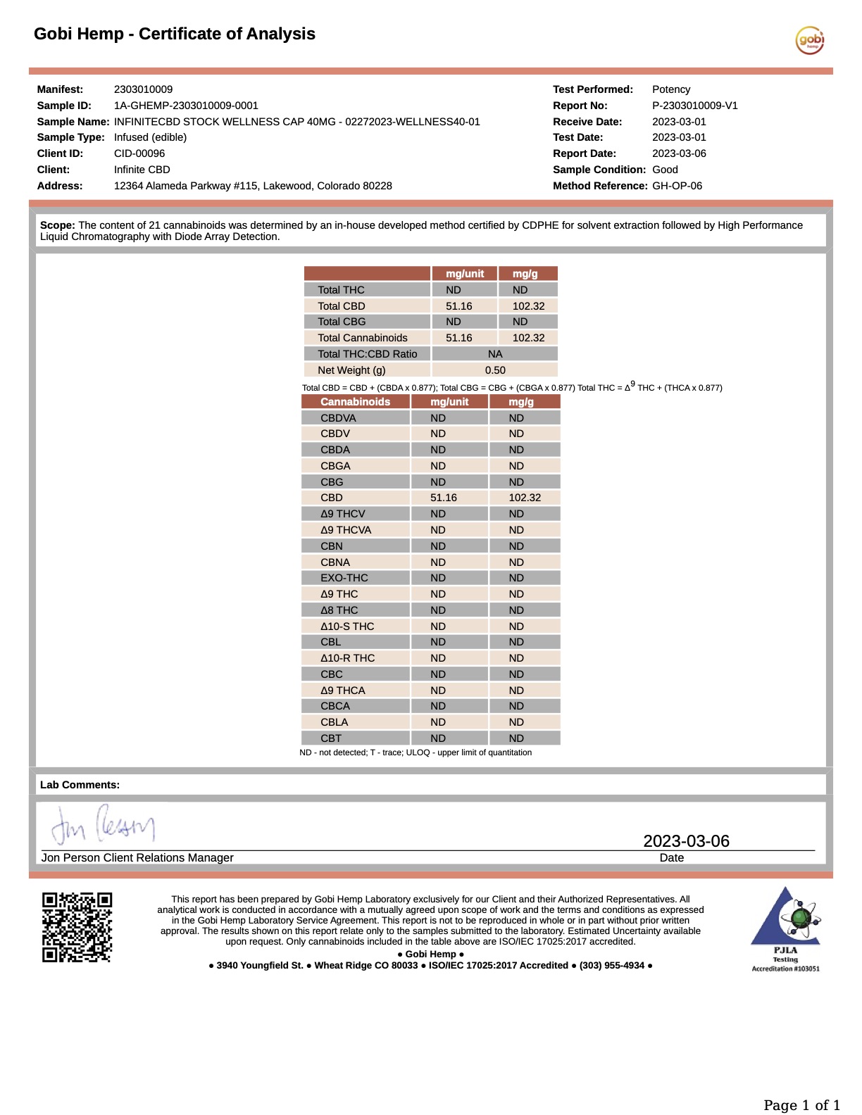 Wellness Pure Isolate Extra COA