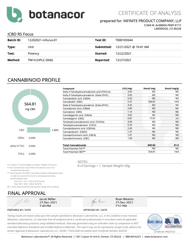 Focus Pure Isolate Regular Strength COA