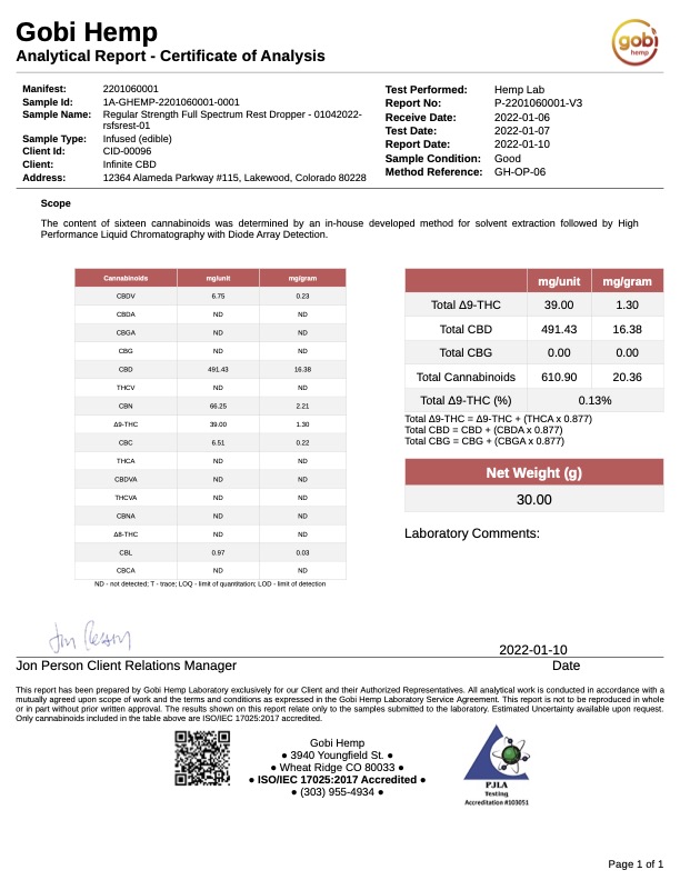 Relax Full Spectrum Regular Strength COA