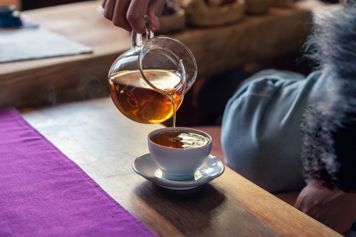 Pouring Blue Lotus tea